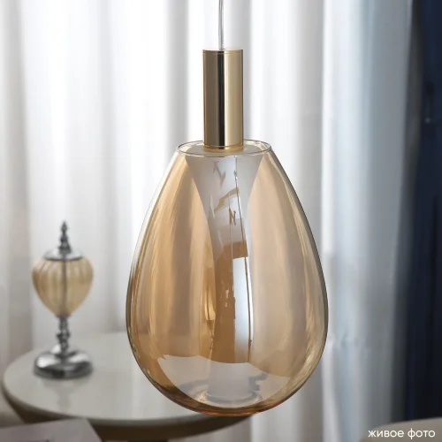 Светильник подвесной LED GAUDI SP4W LED AMBER Crystal Lux янтарный на 1 лампу, основание золотое в стиле современный фото 7