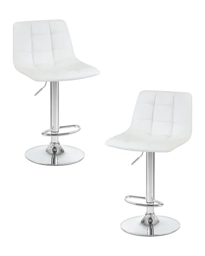 Стул барный набор 2 шт. SET-2 5017-LM TAILOR, цвет сиденья белый, цвет основания хром Dobrin, /экокожа, ножки/металл/хром, размеры - 920*1130***470*490 Стул барный набор 2 шт. SET-2 5017-LM TAILOR, цвет сиденья белый, цвет основания хром Dobrin, /экокожа, ножки/металл/хром, размеры - 920*1130***470*490