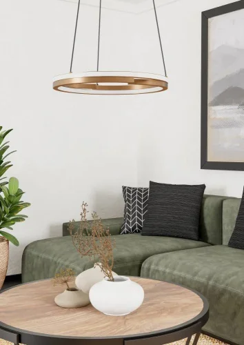 Светильник подвесной LED Mezzomonte 901826 Eglo бронзовый на 1 лампу, основание чёрное в стиле хай-тек современный кольца фото 3