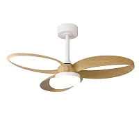 Люстра c вентилятором LED Infinity Fan 8702 Mantra бежевая коричневая на 1 лампу, основание белое в стиле современный с пультом