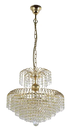 Люстра хрустальная подвесная Salentino E 1.5.40.100 G Arti Lampadari прозрачная на 5 ламп, основание золотое в стиле классический 