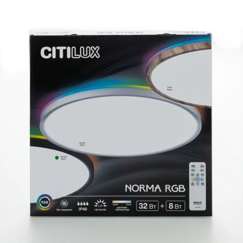 Светильник потолочный LED с пультом Norma CL749401 Citilux белый на 1 лампу, основание чёрное в стиле современный хай-тек круглый с пультом фото 7