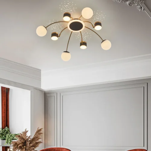 Люстра потолочная LED Ferrara-71040 271040/8 BK/GD Arte Milano белая на 1 лампу, основание чёрное в стиле современный хай-тек фото 8
