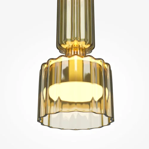 Светильник подвесной LED Level MOD253PL-L18BS3K1 Maytoni янтарный на 1 лампу, основание латунь в стиле современный арт-деко выдувное фото 2