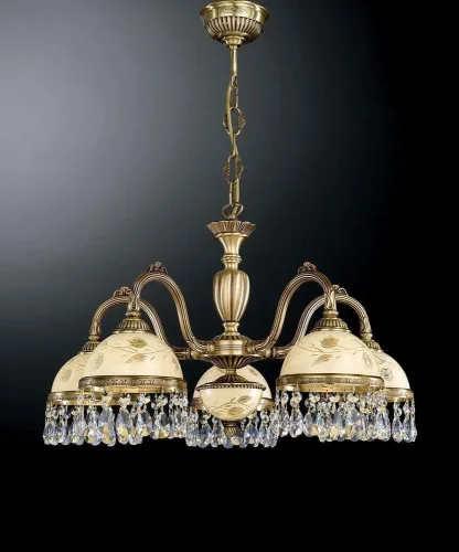 Люстра подвесная  L 6206/5 Reccagni Angelo жёлтая на 5 ламп, основание античное бронза в стиле классический 