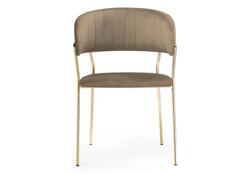 Стул на металлокаркасе Kamelia cappuccino / gold 15318 Woodville, капучино/велюр, ножки/металл/золотой, размеры - ****570*540 фото 3