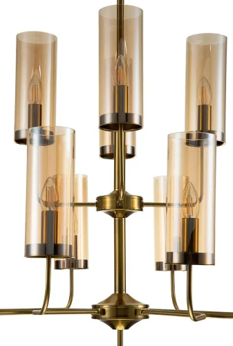Люстра на штанге Balletto V000254 Indigo янтарная на 12 ламп, основание латунь в стиле минимализм  фото 3