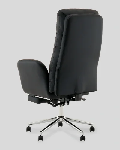 Кресло руководителя TopChairs Solid с оттоманкой, черный УТ000040808 Stool Group, чёрный/экокожа, ножки/металл/хром, размеры - 1200*1280**** фото 6