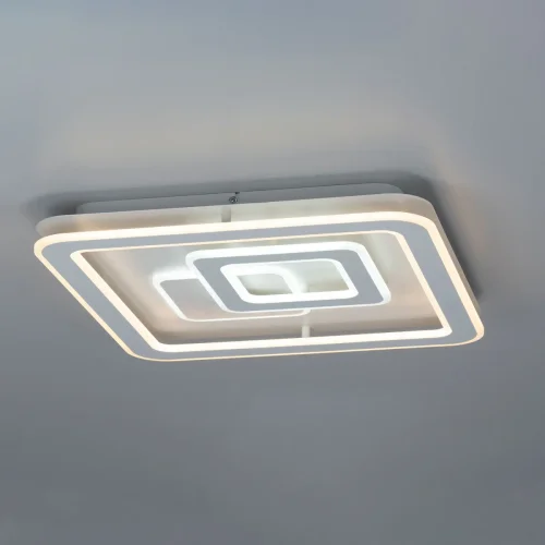 Люстра потолочная LED с пультом Квест CL739150 Citilux белая на 1 лампа, основание белое в стиле современный с пультом квадраты фото 4