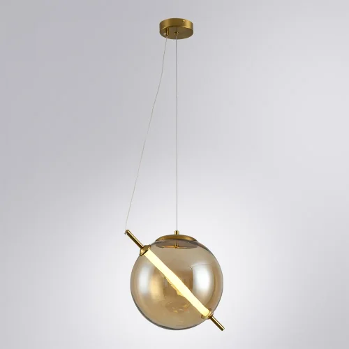 Светильник подвесной LED Holly A3225SP-1PB Arte Lamp янтарный 1 лампа, основание медь в стиле современный шар фото 2