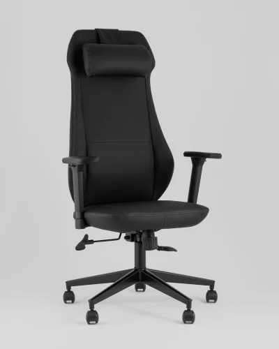 Кресло руководителя TopChairs Trophey, черный УТ000040583 Stool Group, чёрный/экокожа, ножки/пластик/чёрный, размеры - 1200*1280***650*570