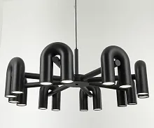 Люстра подвесная LED Канти 08465-8,19 Kink Light чёрная на 16 ламп, основание чёрное в стиле арт-деко модерн лофт 