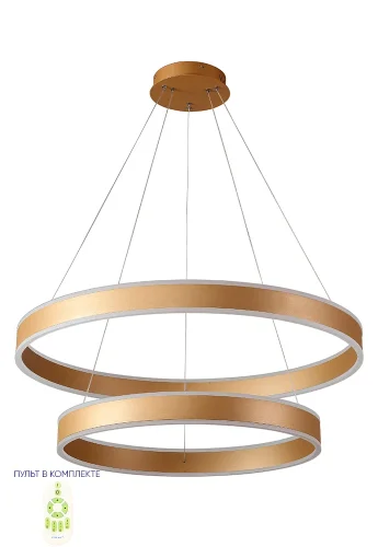 Люстра подвесная LED с пультом MUCHOS SP123W LED D600+800 GOLD Crystal Lux золотая на 1 лампа, основание золотое в стиле современный с пультом кольца