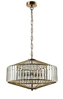 Люстра подвесная FIESTA SP5 BRASS/TRANSPARENTE Crystal Lux прозрачная на 5 ламп, основание латунь в стиле современный 