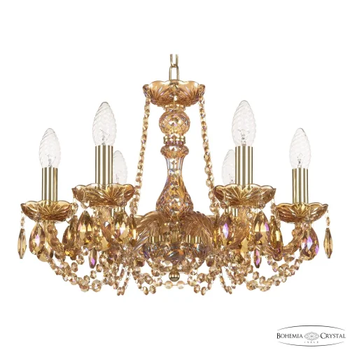 Люстра подвесная 119/6/165 G M777 Bohemia Ivele Crystal без плафона на 6 ламп, основание янтарное золотое в стиле классический sp