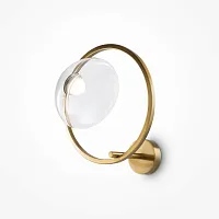 Бра LED Lunare MOD327WL-L5BS3K1 Maytoni прозрачный на 1 лампу, основание латунь в стиле современный арт-деко кольца