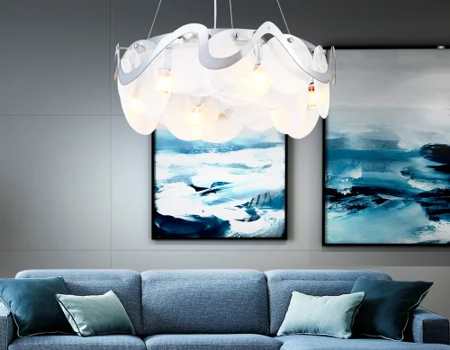 Люстра подвесная TR5325 Ambrella light белая на 6 ламп, основание хром в стиле современный классический фото 2
