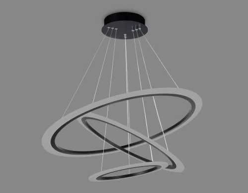 Люстра подвесная LED с пультом FA4361 Ambrella light белая чёрная на 1 лампа, основание чёрное в стиле современный хай-тек с пультом кольца фото 5