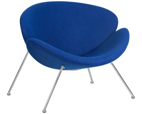 Кресло дизайнерское 72-LMO EMILY, цвет сиденья синий (AF6), цвет основания хромированная сталь Dobrin, синий/винил, ножки/металл/хром, размеры - ****810*780