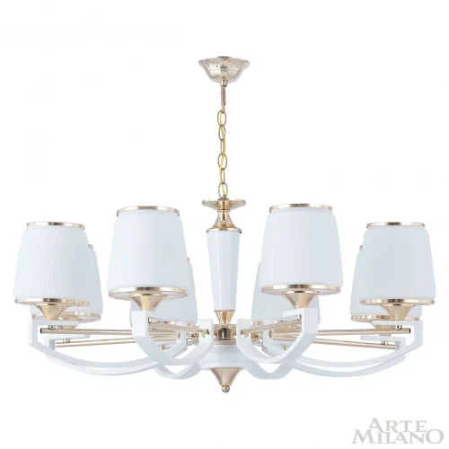 Люстра подвесная Florentia-2457 302457/8 Wh/Gd Arte Milano белая на 8 ламп, основание золотое в стиле современный арт-деко фото 3