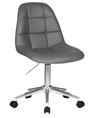 Офисное кресло набор 2 шт. SET-2 9800-LM MONTY, цвет серый Dobrin, /экокожа, ножки/металл/хром, размеры - 820*930***620*620 фото 2