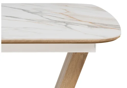 Керамический стол Петир 120(160)х80х75 gilt white / дуб монтана 588013 Woodville столешница белая мрамор из стекло фото 7