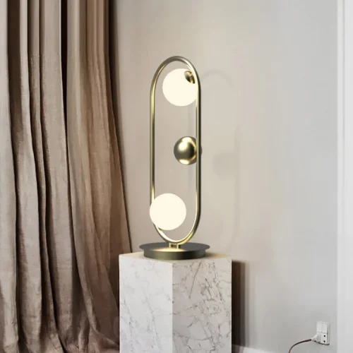Настольная лампа HOOP TAB 140760-26 ImperiumLoft белая 2 лампы, основание золотое металл в стиле современный  фото 4