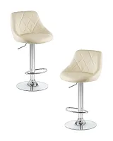 Стул барный набор 2 шт. SET-2 5007-LM LOGAN, цвет сиденья кремовый, цвет основания хром Dobrin, /экокожа, ножки/металл/хром, размеры - 840*1060***455*480 Стул барный набор 2 шт. SET-2 5007-LM LOGAN, цвет сиденья кремовый, цвет основания хром Dobrin, /экокожа, ножки/металл/хром, размеры - 840*1060***455*480