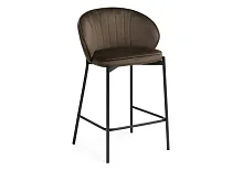Полубарный стул Нейл шоколадный / черный 528462 Woodville, шоколад/велюр, ножки/металл/чёрный, размеры - ****580*450