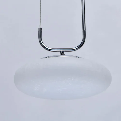 Светильник подвесной LED с пультом Ауксис 722010601 DeMarkt белый 1 лампа, основание серебряное в стиле хай-тек с пультом фото 3