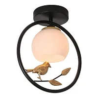 Светильник потолочный 1113/1P Black Escada белый 1 лампа, основание чёрное в стиле кантри птички кольца