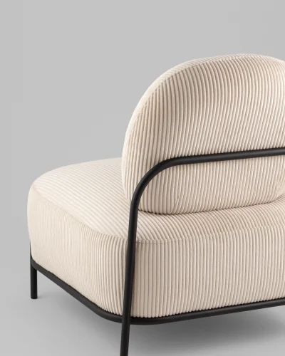 Кресло Стоун велюр рельефный молочный УТ000039986 Stool Group, молочный/велюр, ножки/металл/чёрный, размеры - *780***710*680мм фото 5
