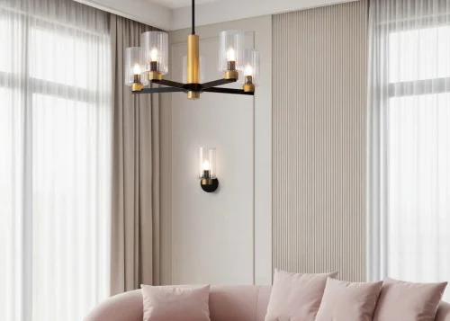 Бра Ombre FR2051WL-01BBS1 Freya прозрачный на 1 лампу, основание чёрное в стиле классический фото 3 Бра Ombre FR2051WL-01BBS1 Freya прозрачный на 1 лампу, основание чёрное в стиле классический фото 3