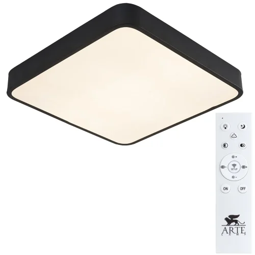 Светильник потолочный LED A2663PL-1BK Arte Lamp белый 1 лампа, основание чёрное в стиле современный с пультом квадраты фото 2