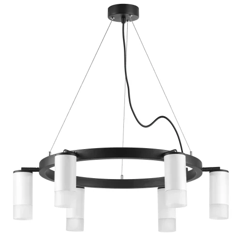 Люстра подвесная Rullo LR0163661 Lightstar белая на 6 ламп, основание чёрное в стиле хай-тек 