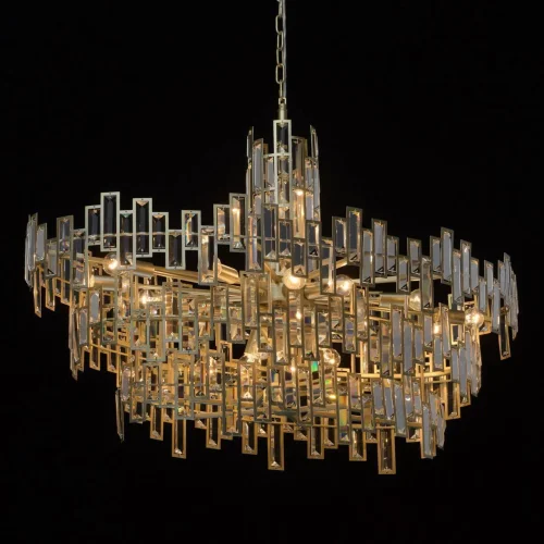 Люстра подвесная хрустальная Монарх 121010820 MW-Light прозрачная на 20 ламп, основание золотое в стиле классика  фото 2