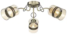 Люстра потолочная 217-507-03 Velante янтарная на 3 лампы, основание бронзовое в стиле современный 