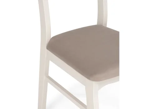 Деревянный стул Амадиу бежевый / молочный 528926 Woodville, бежевый/велюр, ножки/массив березы дерево/молочный, размеры - ****420*490 фото 6