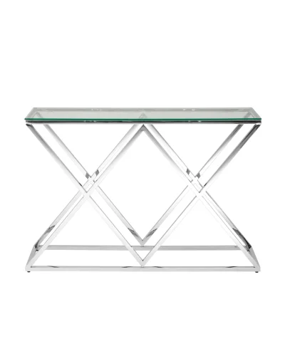 Консоль ИНСИГНИЯ 115*30, прозрачное стекло, сталь серебро УТ000001502 Stool Group столешница прозрачная из стекло фото 4