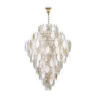 Люстра подвесная Lace 5052/86 Odeon Light золотая прозрачная белая на 86 ламп, основание золотое в стиле современный флористика 