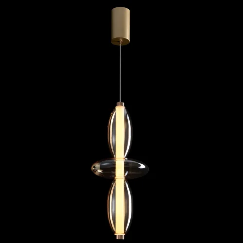 Светильник подвесной LED QUASAR SP14W LED AMBER Crystal Lux янтарный на 1 лампу, основание золотое в стиле современный выдувное