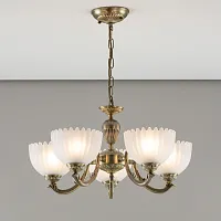 Люстра подвесная Севилья CL414153 Citilux белая на 5 ламп, основание бронзовое в стиле классика 