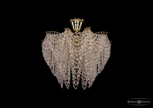 Люстра потолочная хрустальная 77061/42 G Bohemia Ivele Crystal прозрачная на 10 ламп, основание золотое в стиле классический sp
