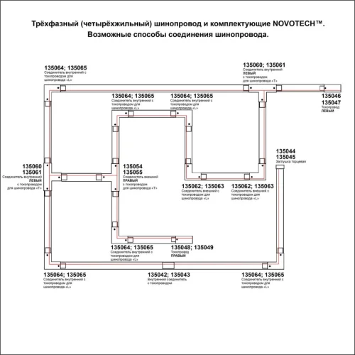 Шинопровод трек трехфазный 1м Port 135236 Novotech чёрный в стиле современный для светильников серии Port шинопровод накладной трёхфазный фото 3