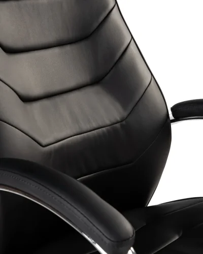 Офисное кресло для руководителей 115B-LMR WILLIS, цвет чёрный Dobrin, чёрный/экокожа, ножки/металл/хром, размеры - 1160*1230***660*670 фото 7