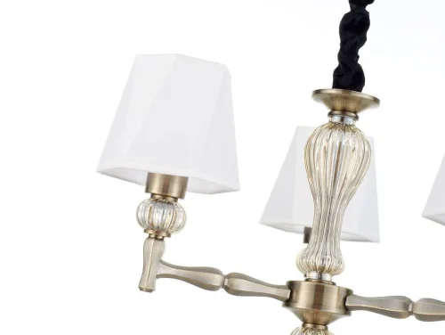 Люстра подвесная 672/3S Brass Escada белая на 3 лампы, основание бронзовое в стиле современный  фото 2