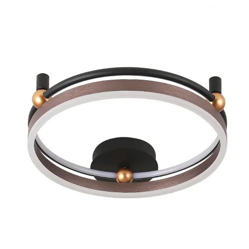 Люстра потолочная LED с пультом FERNANDO PL48W LED COFFEE/BLACK Crystal Lux чёрная коричневая на 1 лампа, основание коричневое чёрное в стиле современный кольца фото 2