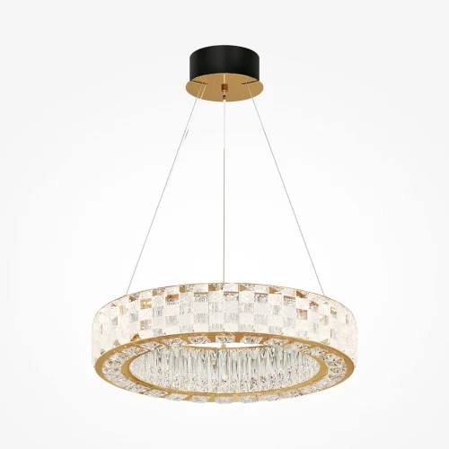 Люстра подвесная LED Castello MOD336PL-L120G3K Maytoni прозрачная на 1 лампу, основание золотое в стиле современный кольца фото 2