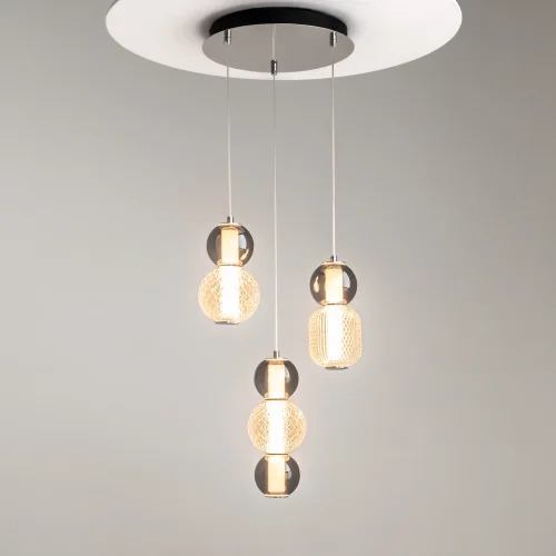 Светильник подвесной LED Drop MOD273PL-L33CH3K Maytoni серый янтарный на 3 лампы, основание хром в стиле современный каскад фото 5
