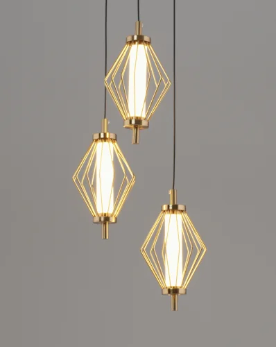 Светильник подвесной LED Eloise V11358-PL Moderli белый золотой на 3 лампы, основание золотое в стиле современный каскад фото 3